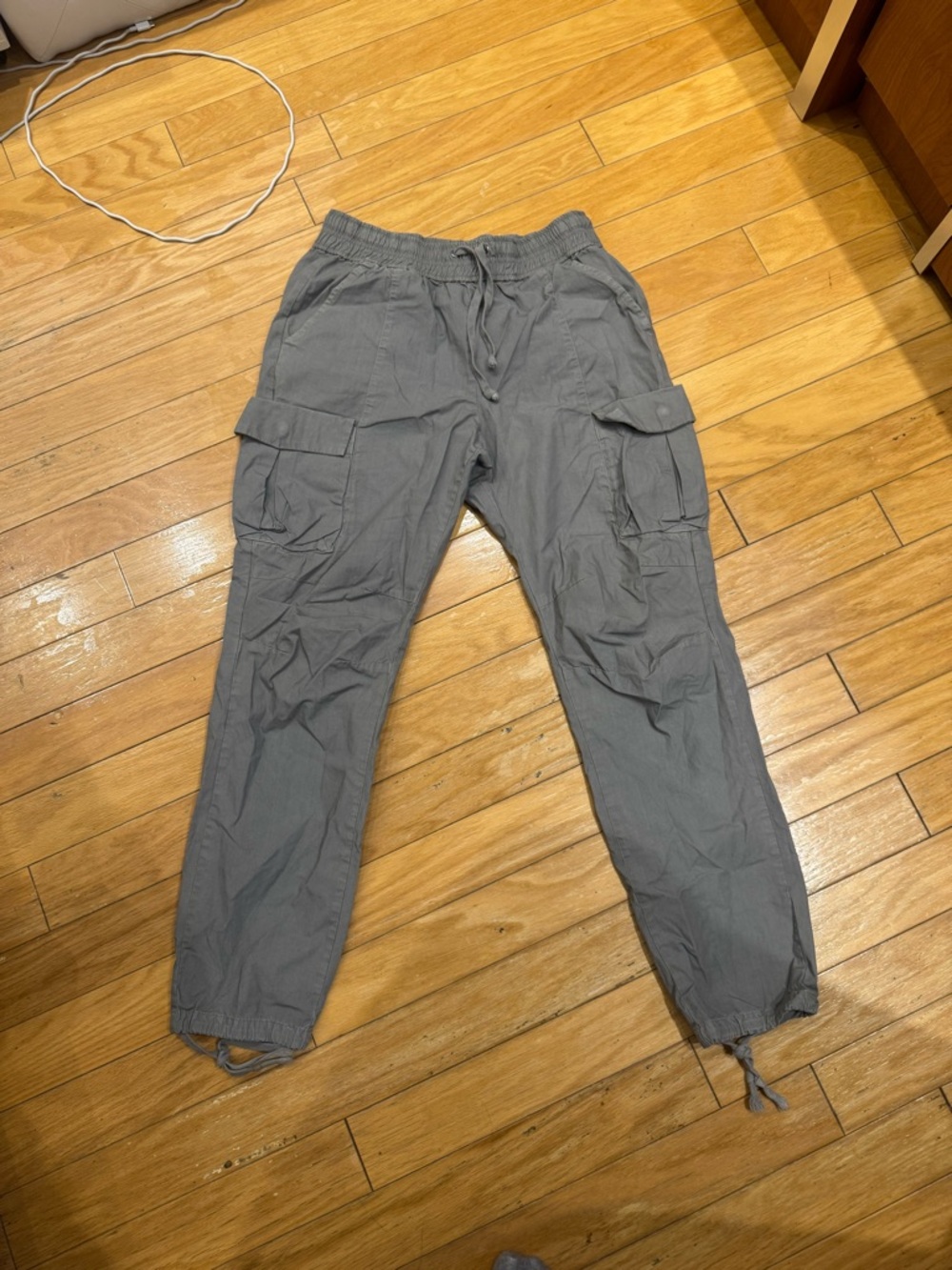 John Elliott Gray Cargo Joggers with Drawstring Ankles